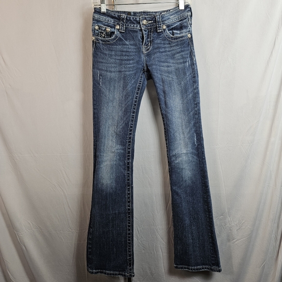 Miss Me slim bootcut embroidered bling jeans size 25 - Picture 2 of 14